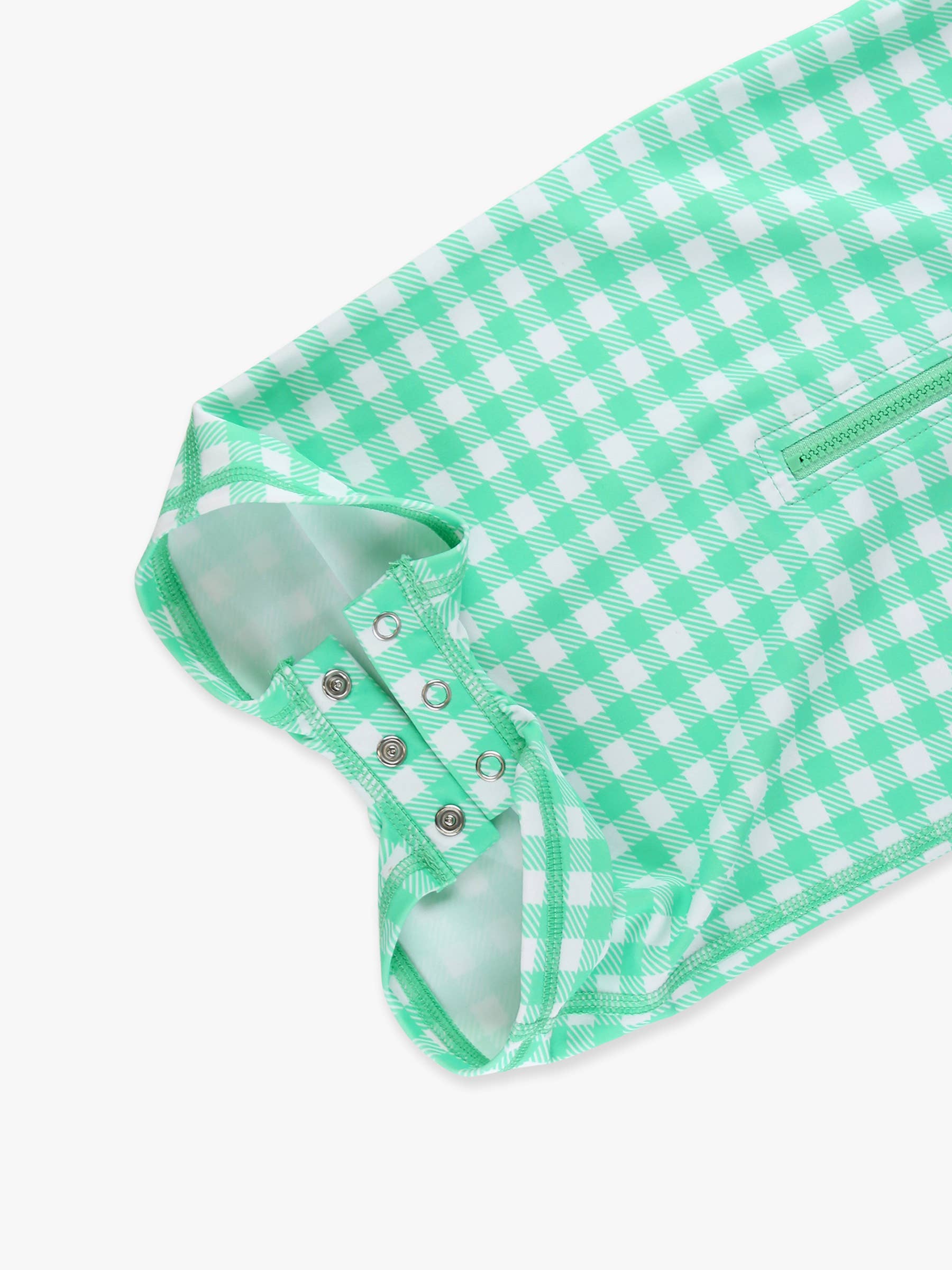 Baby Boys Spring Green Gingham Long Sleeve One Piece Rash Guard Swimsuit
