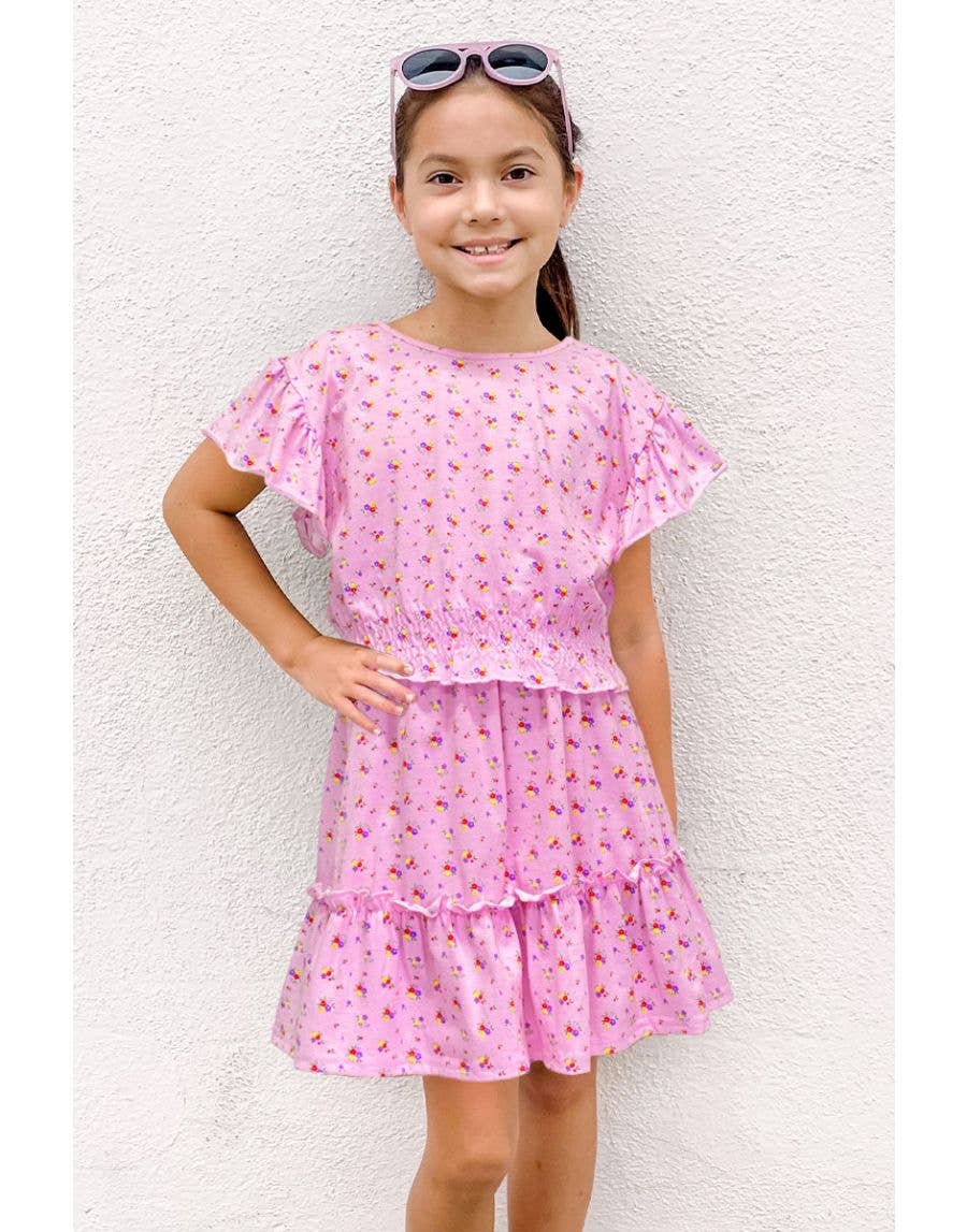 Cutie Patootie Clothing - Pink/Purple Floral Skirt Set