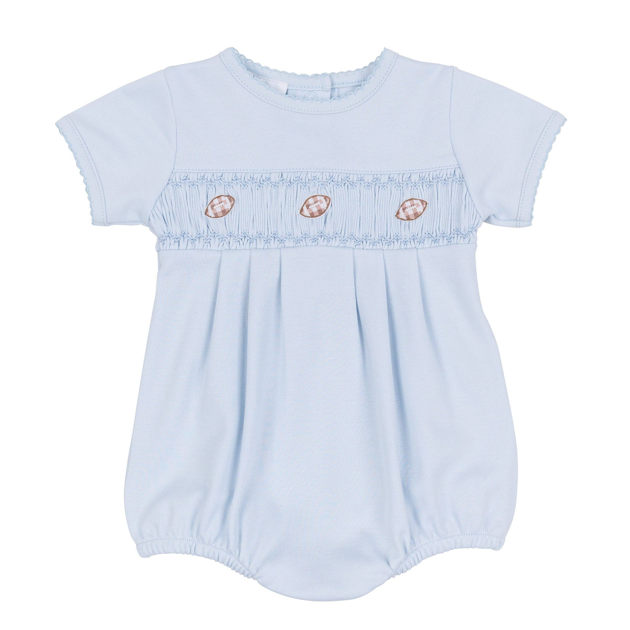 Tiny Tailgater Smocked Bubble - Light Blue