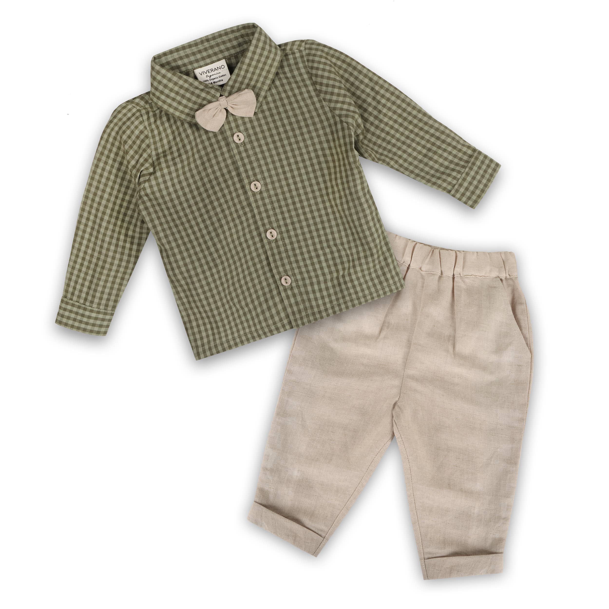 Viverano Organics - Gingham Shirt & Linen Pant Set (Linen Blend)