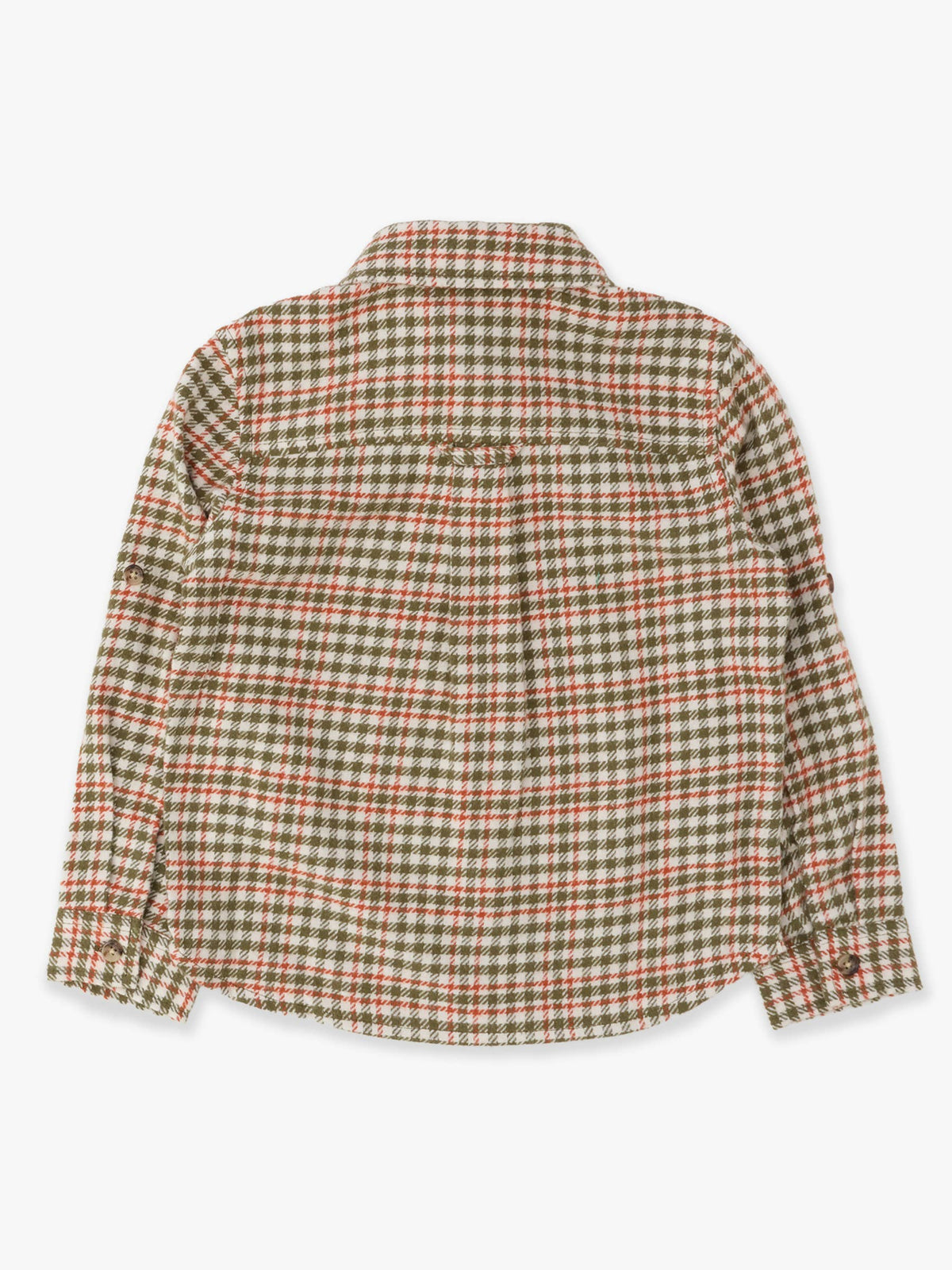Boys Classic Dusty Olive Houndstooth Long Sleeve Button Down Shirt