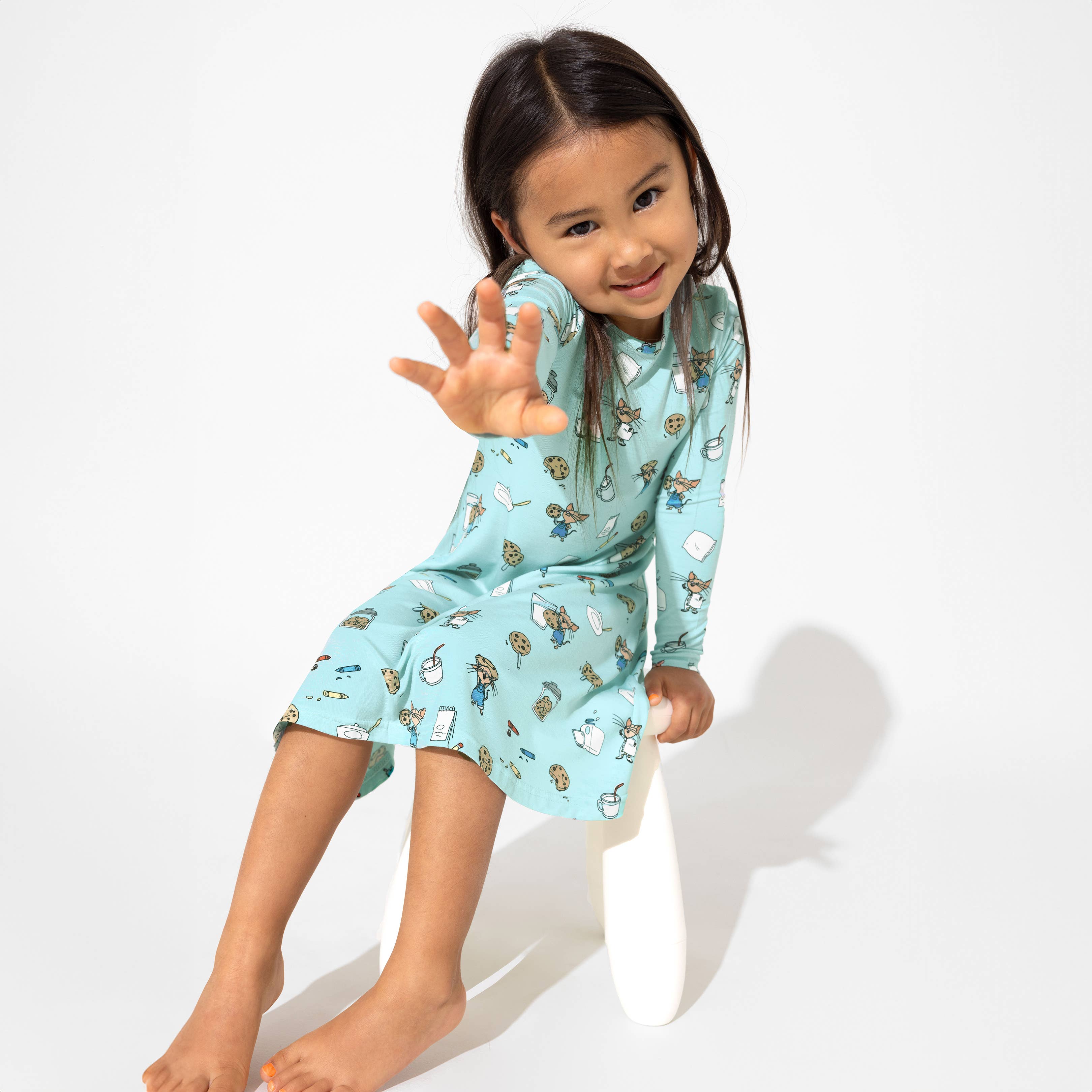 Bellabu Bear - Mouse with Cookies Christmas Bamboo Girls' Long Sleeve Dress