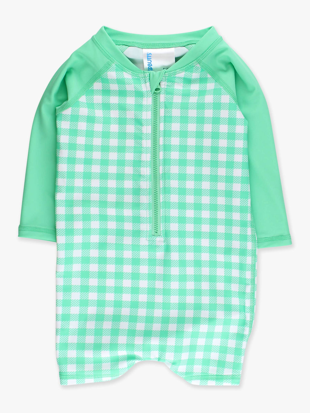 Baby Boys Spring Green Gingham Long Sleeve One Piece Rash Guard Swimsuit