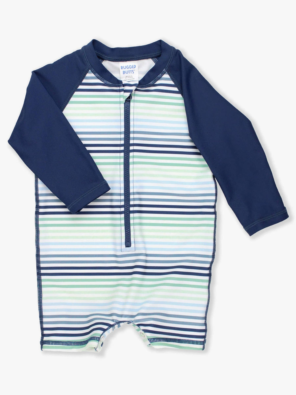 Baby Boys Coastal Stripes Long Sleeve One Piece Rash Guard Swimsuit