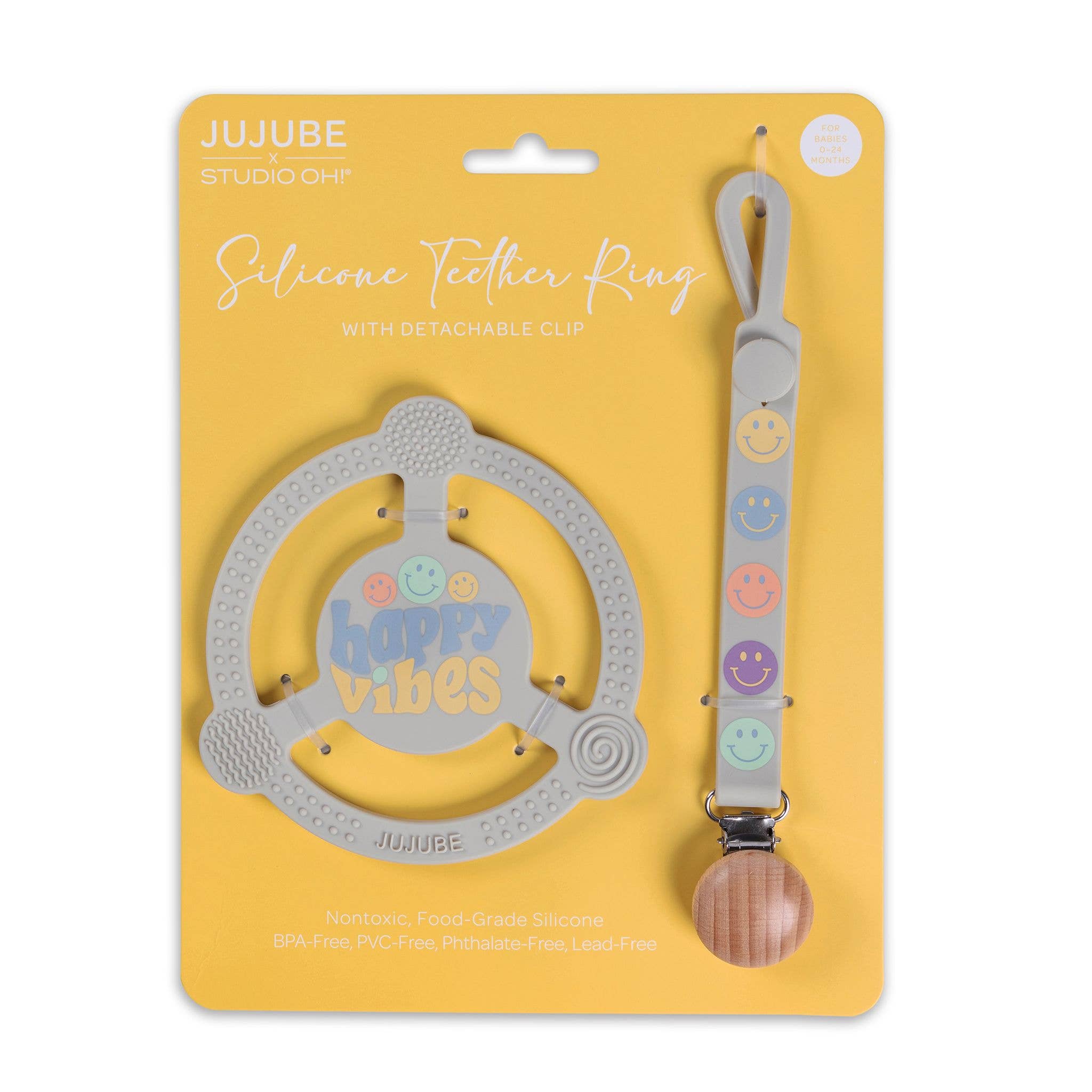 JuJuBe - Happy Baby Vibes Silicone Teether Ring