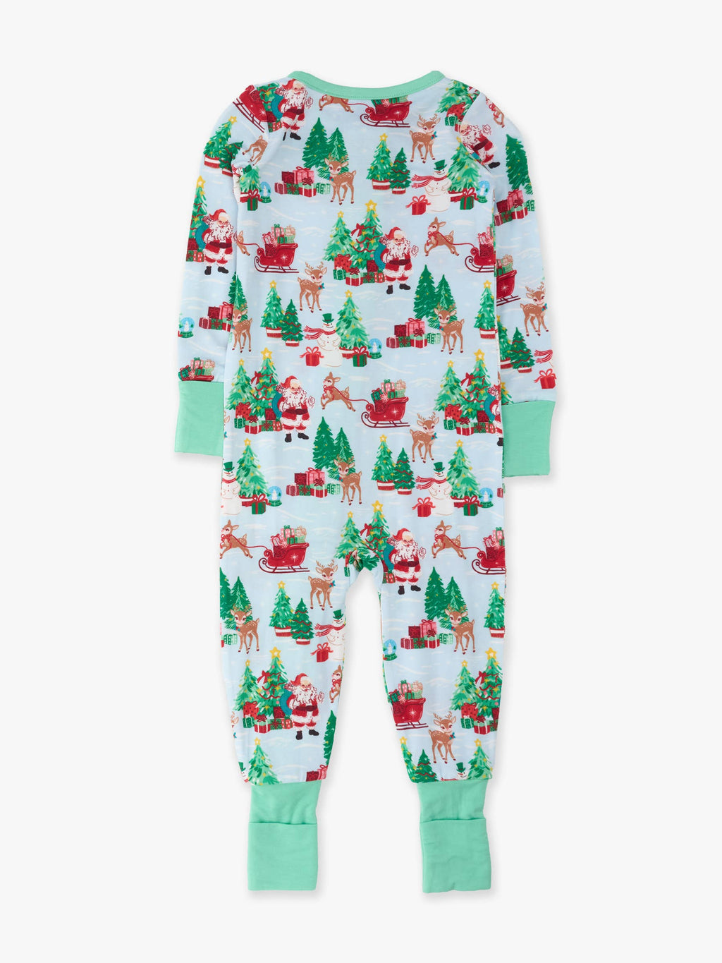 SoftSnooze™ Baby Bamboo Viscose Santa Wonderland Christmas Convertible One Piece Footie Pajama