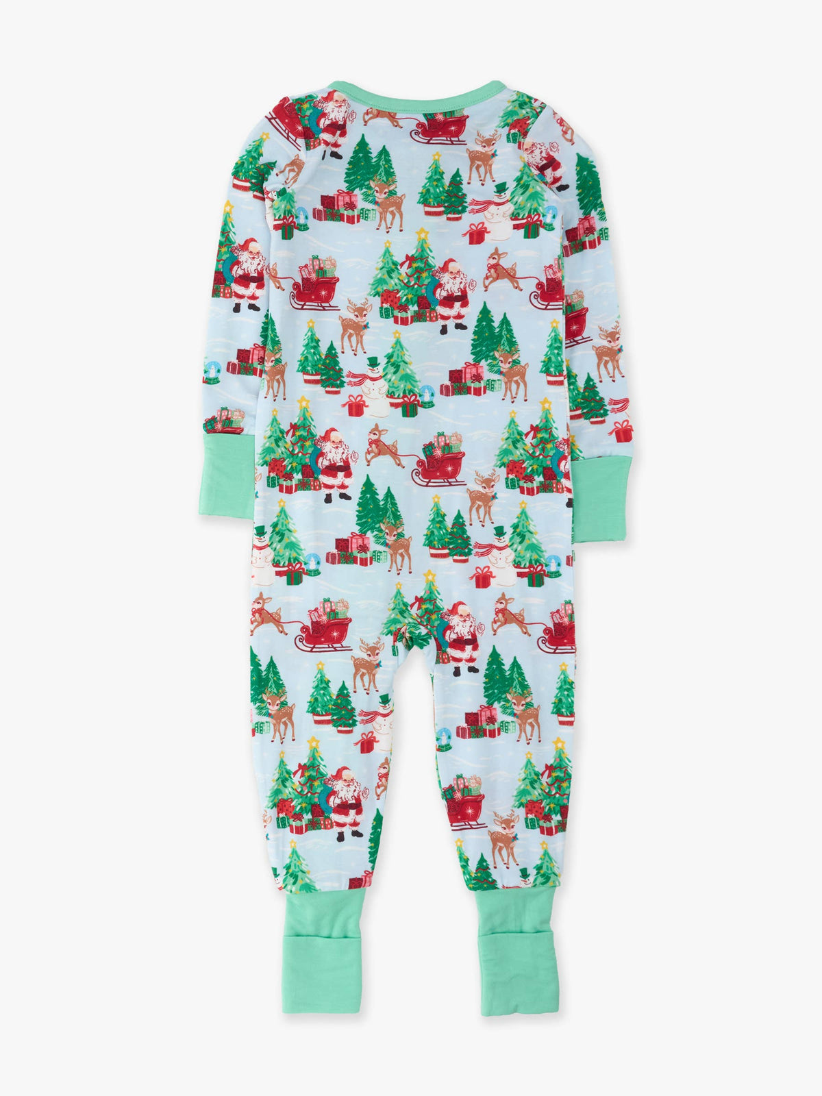 SoftSnooze™ Baby Bamboo Viscose Santa Wonderland Christmas Convertible One Piece Footie Pajama