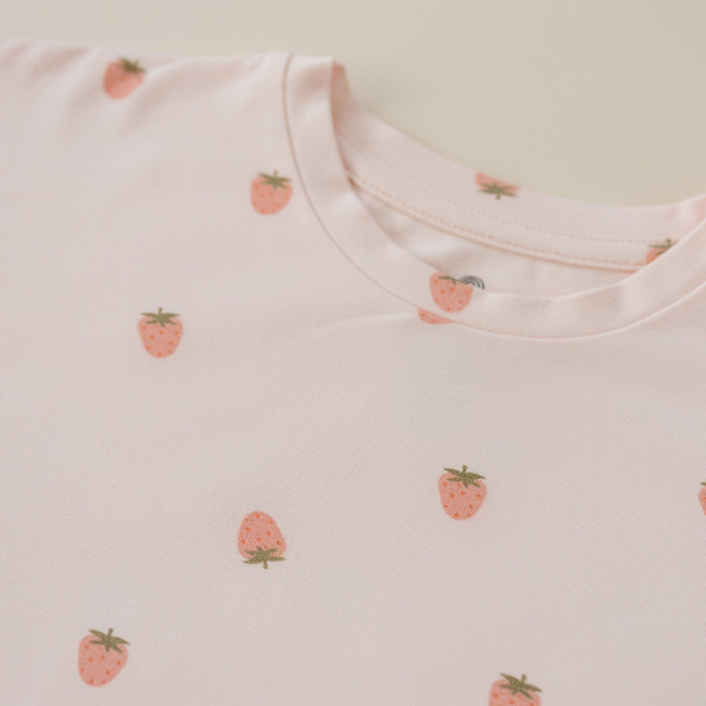 Organic Cotton Strawberry Print Shorts Set