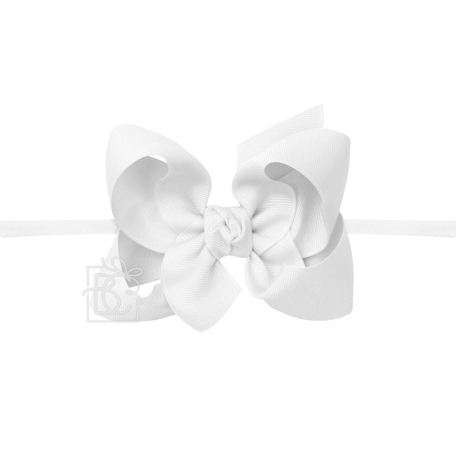 1/4" NYLON PANTYHOSE HEADBAND W/SIGNATURE GROSGRAIN BOW