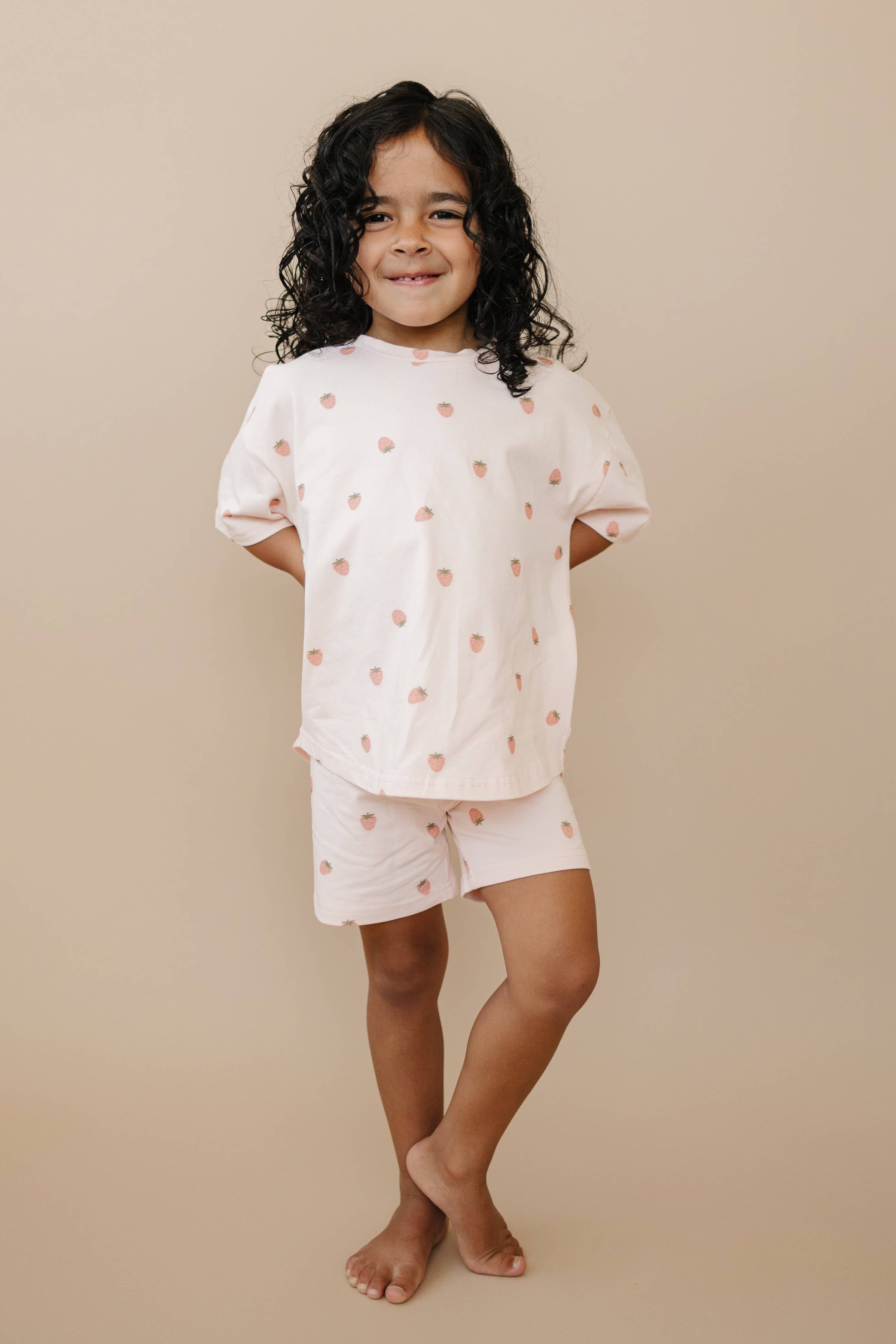Organic Cotton Strawberry Print Shorts Set