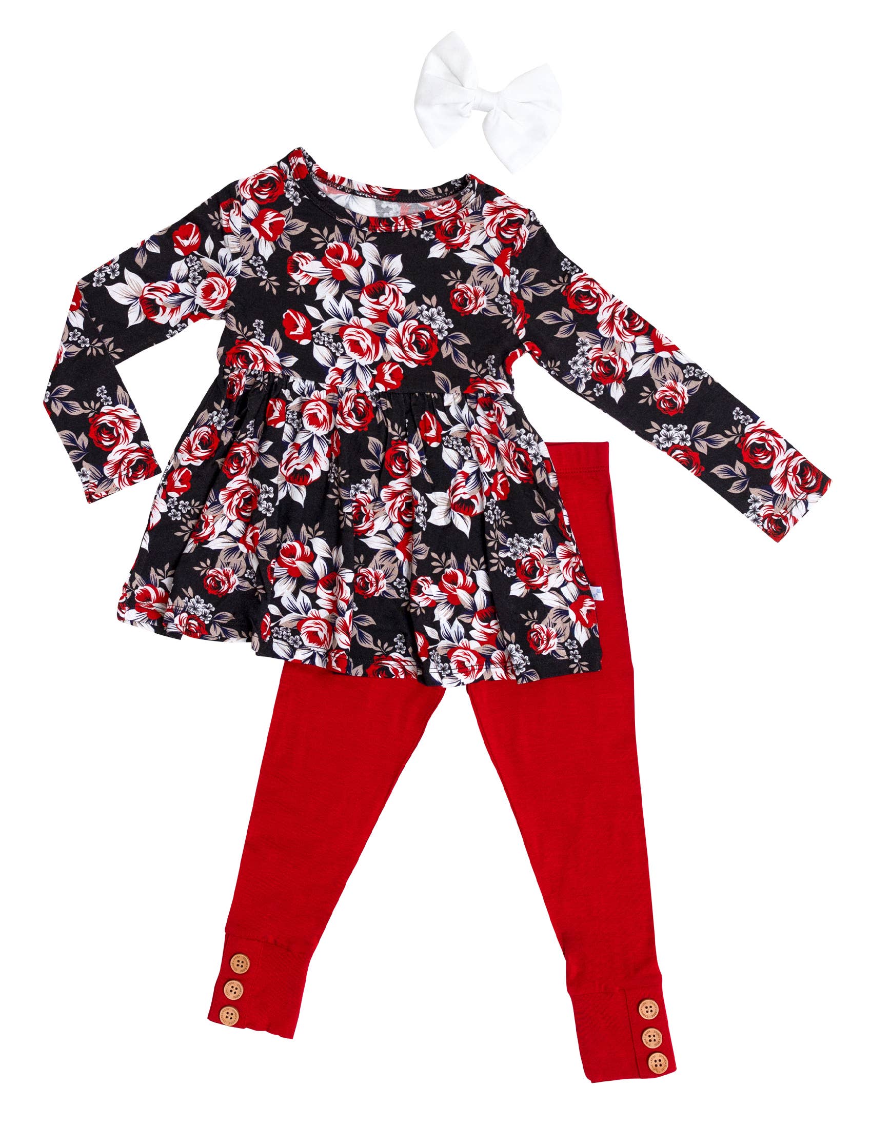 Stone and Rose - Midnight Rose Peplum Top and Leggings Set