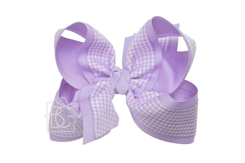 LAYERED GINGHAM/GROSGRAIN BOW ON CLIP