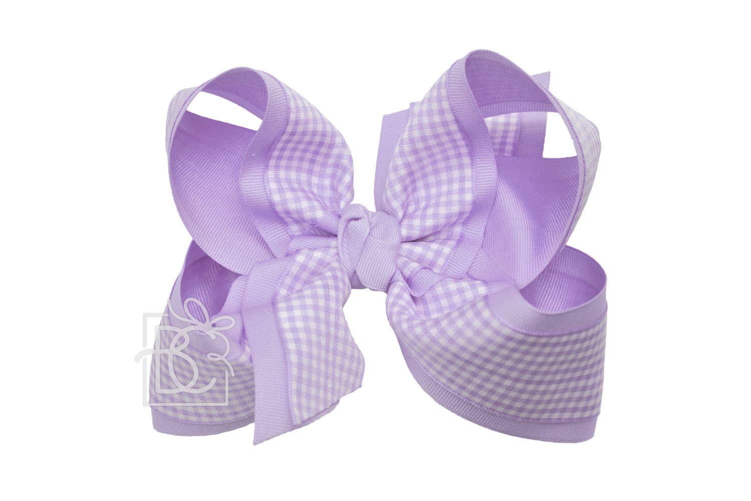 LAYERED GINGHAM/GROSGRAIN BOW ON CLIP