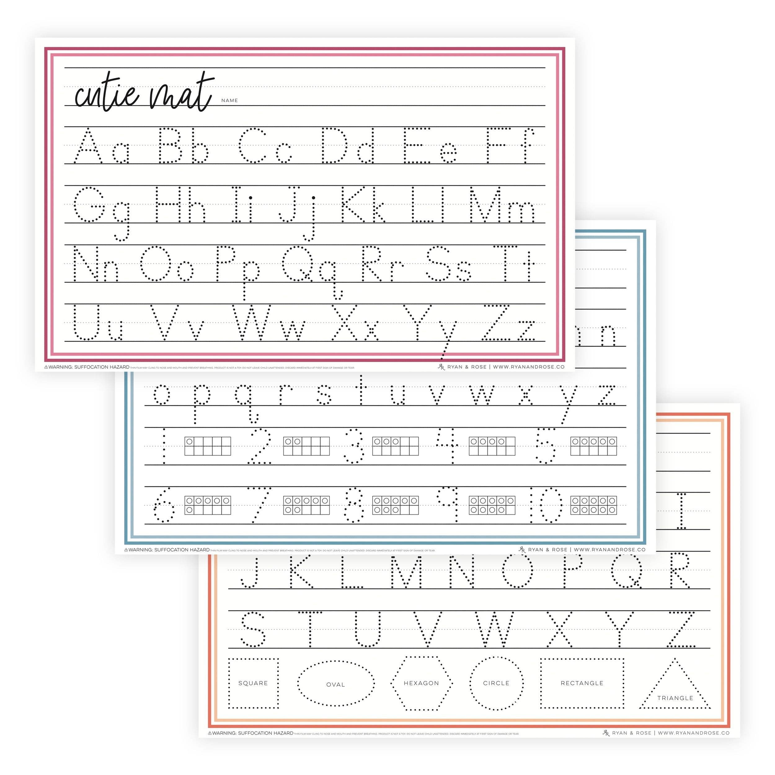 Ryan & Rose - Cutie Mats- Dry Erase, Reusable Placemats