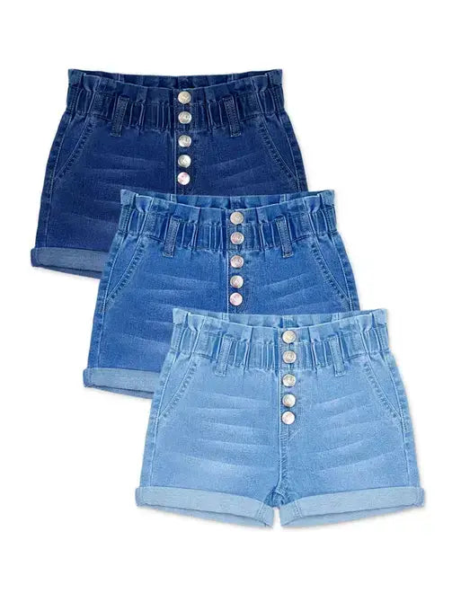 Cutie Patootie Clothing/Bonnie Bianca - Medium Wash Denim Shorts w/ Paperbag Waistband