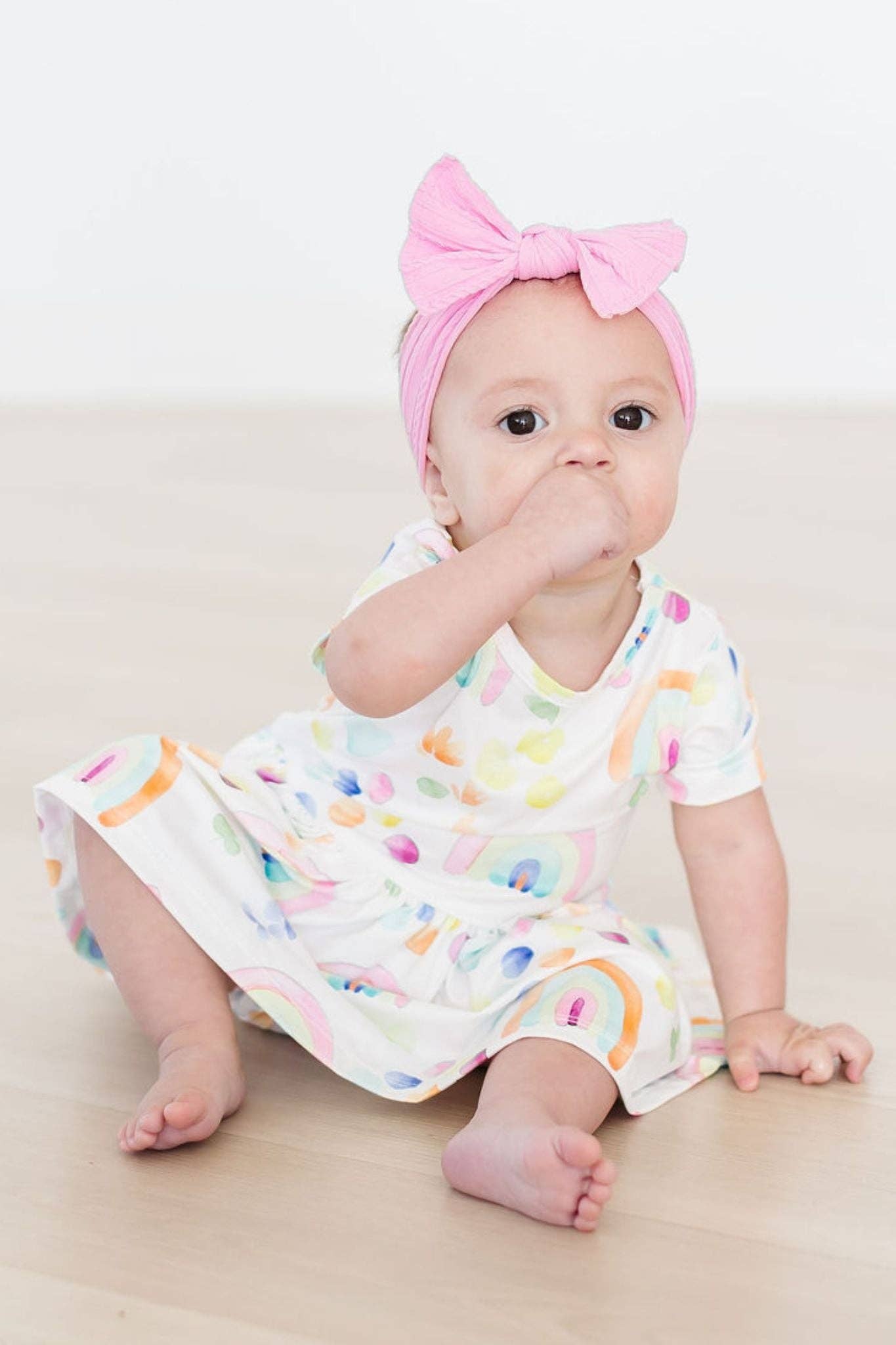 Mila & Rose - Watercolor Rainbows S/S Twirl Bodysuit