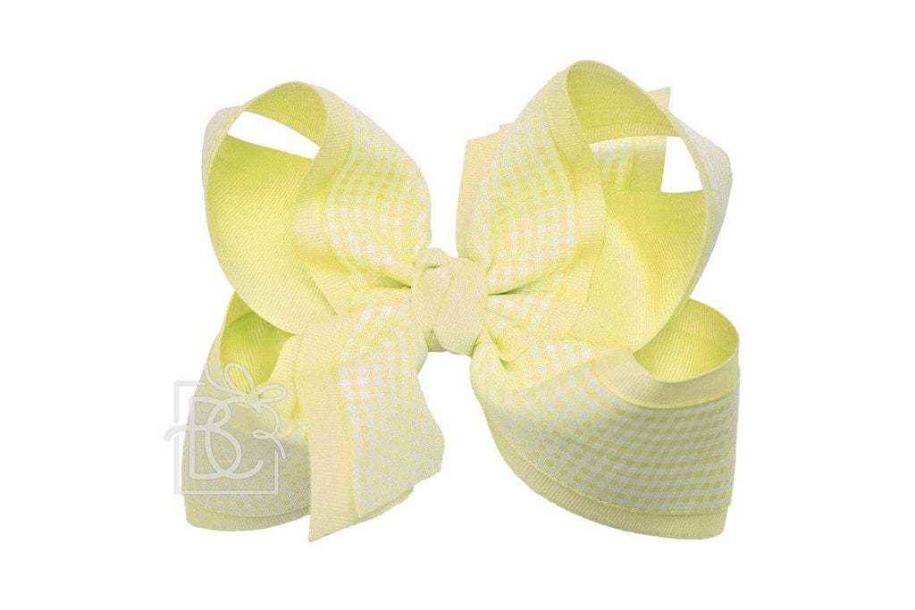 LAYERED GINGHAM/GROSGRAIN BOW ON CLIP
