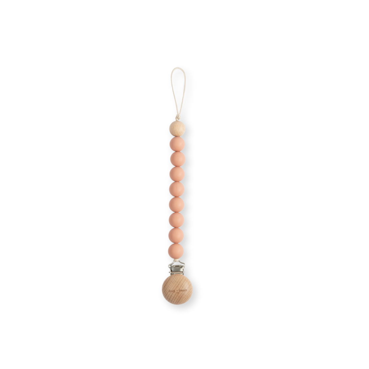 bug + bean kids - Pacifier Clip Holder | Silicone + Beech Wood | Muted Clay