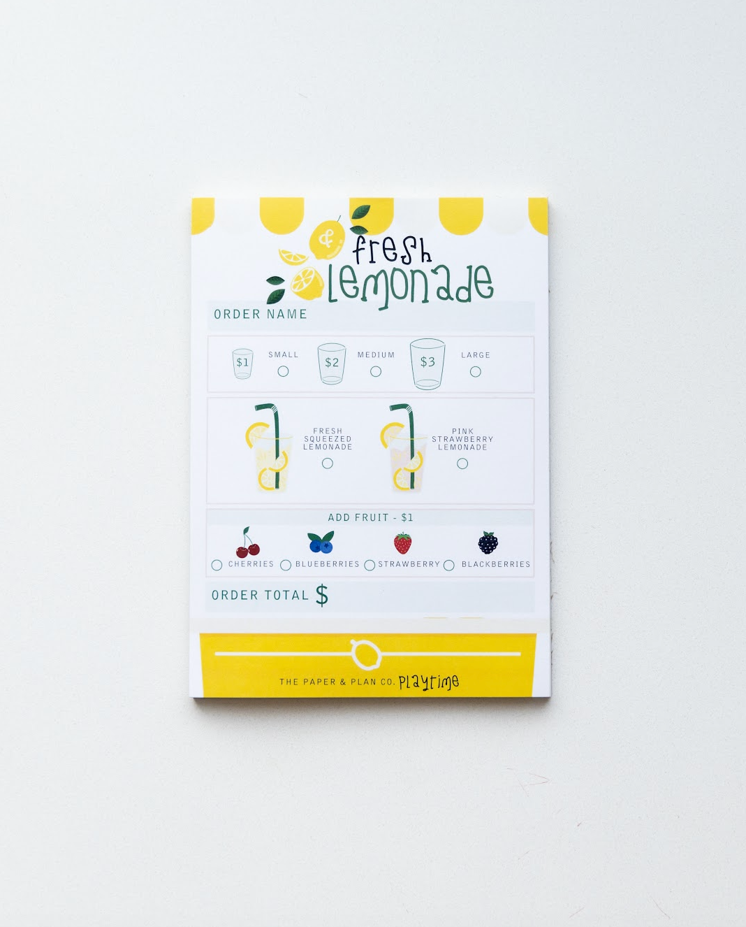 The Paper and Plan Co. - Kids Lemonade Stand Playtime Pad