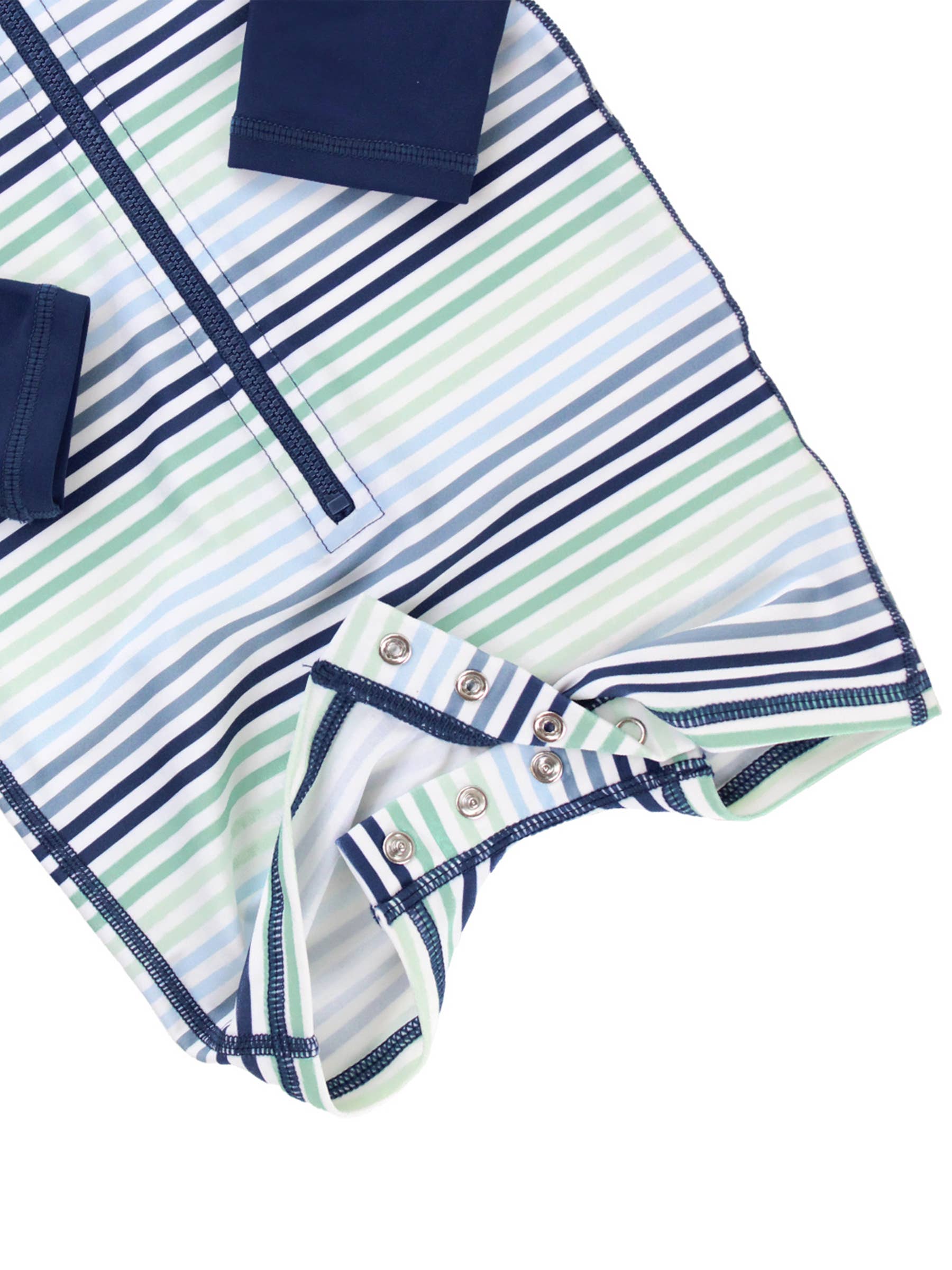 Baby Boys Coastal Stripes Long Sleeve One Piece Rash Guard Swimsuit