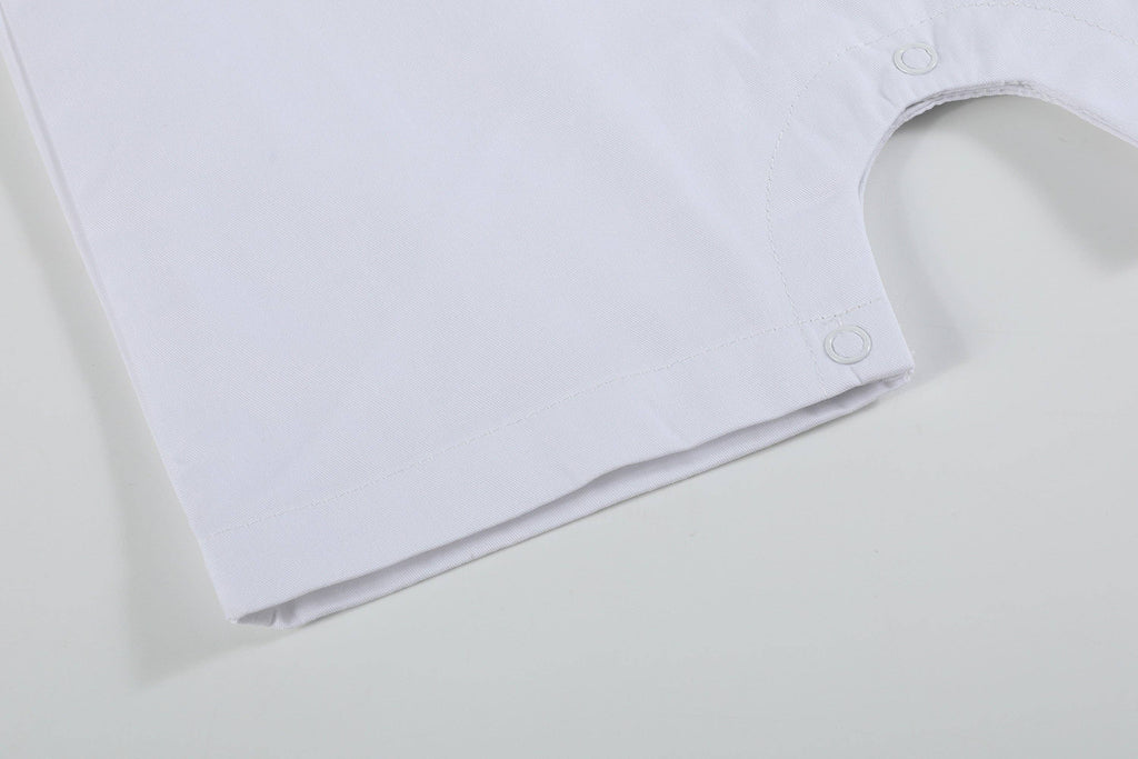 White and Blue Holy Crosses Smocked Overalls