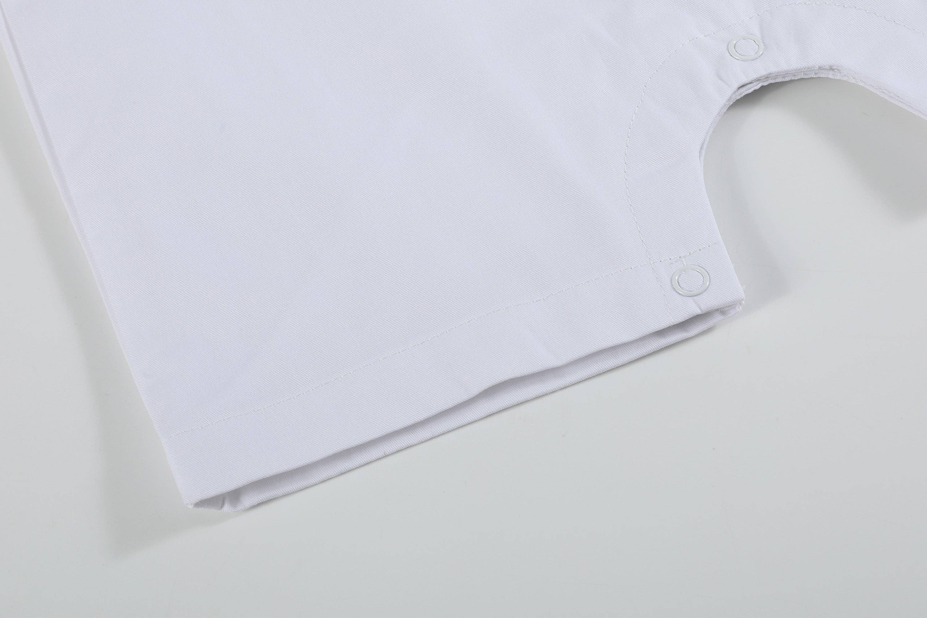 White and Blue Holy Crosses Smocked Overalls