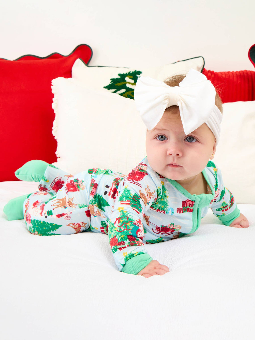 SoftSnooze™ Baby Bamboo Viscose Santa Wonderland Christmas Convertible One Piece Footie Pajama