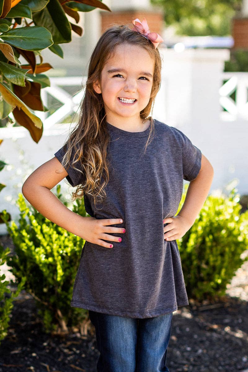 Southern Grace - Girls Charcoal Crewneck Tee