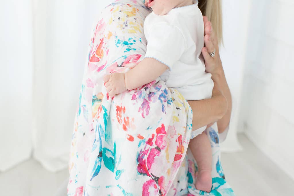 Stroller Society - Baby Blankets Bamboo and Organic Cotton Muslin Flora