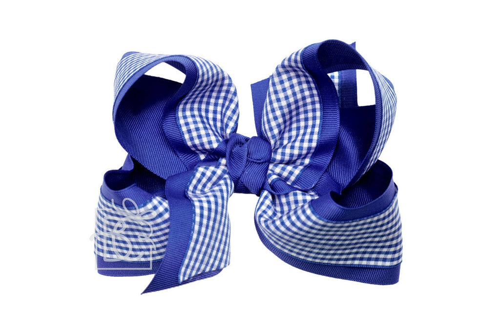 LAYERED GINGHAM/GROSGRAIN BOW ON CLIP