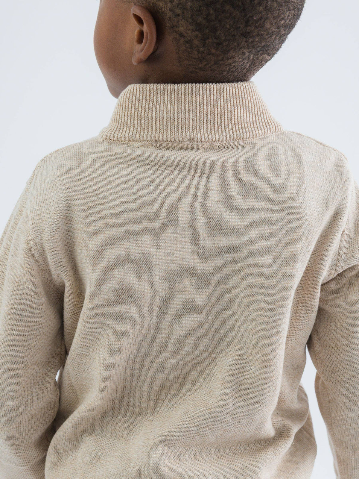 Boys Heather Oatmeal Quarter-Zip Sweater