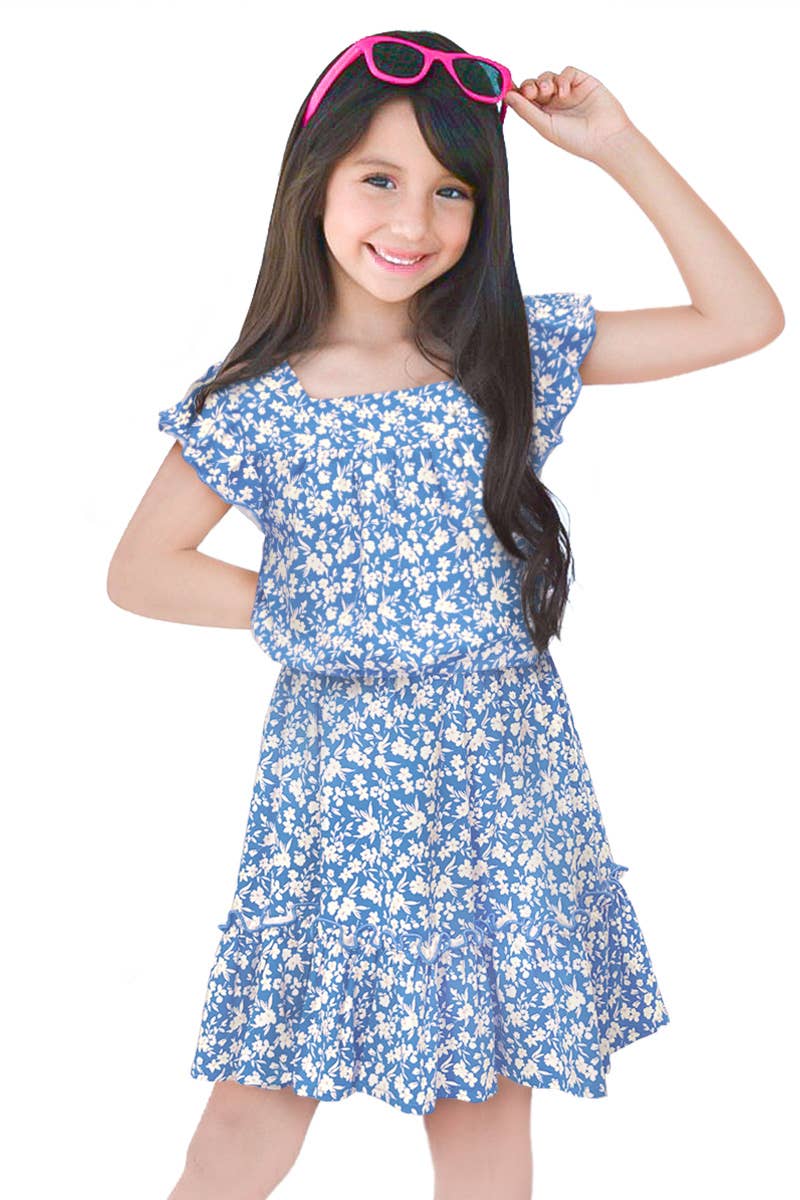 Cutie Patootie Clothing - Blue/White Floral Skirt Set