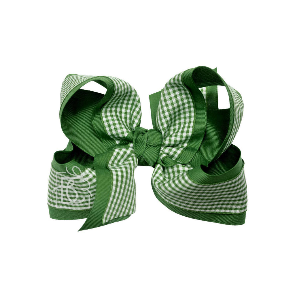 LAYERED GINGHAM/GROSGRAIN BOW ON CLIP