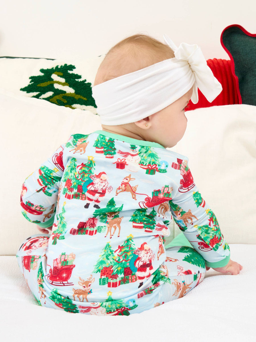 SoftSnooze™ Baby Bamboo Viscose Santa Wonderland Christmas Convertible One Piece Footie Pajama