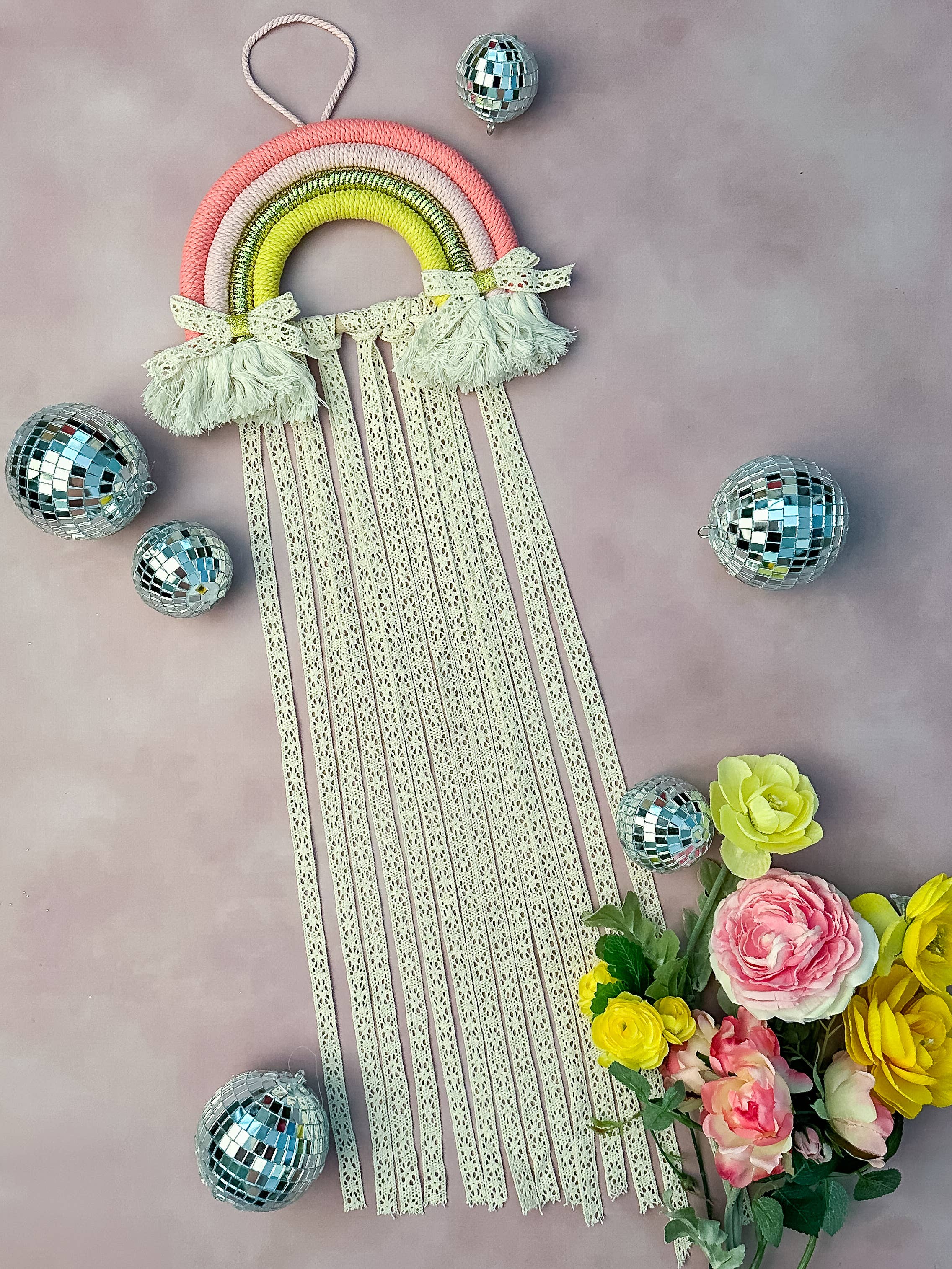 The Hair Bow Company - Pink & Yellow Rainbow Bow Holder