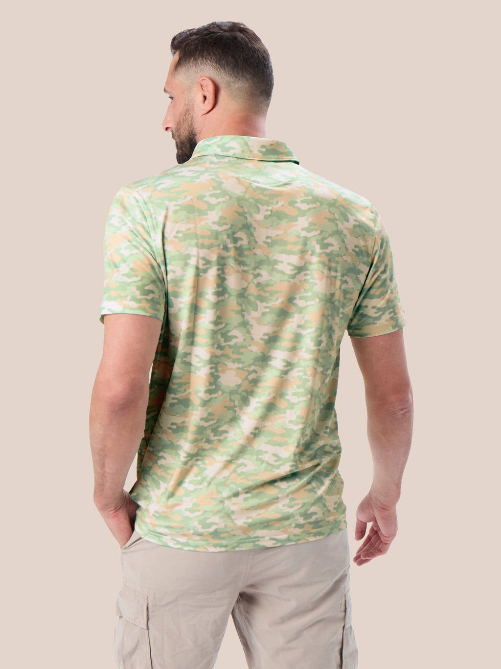 Men's Sage Trail Camo Knit Short Sleeve Performance Polo
