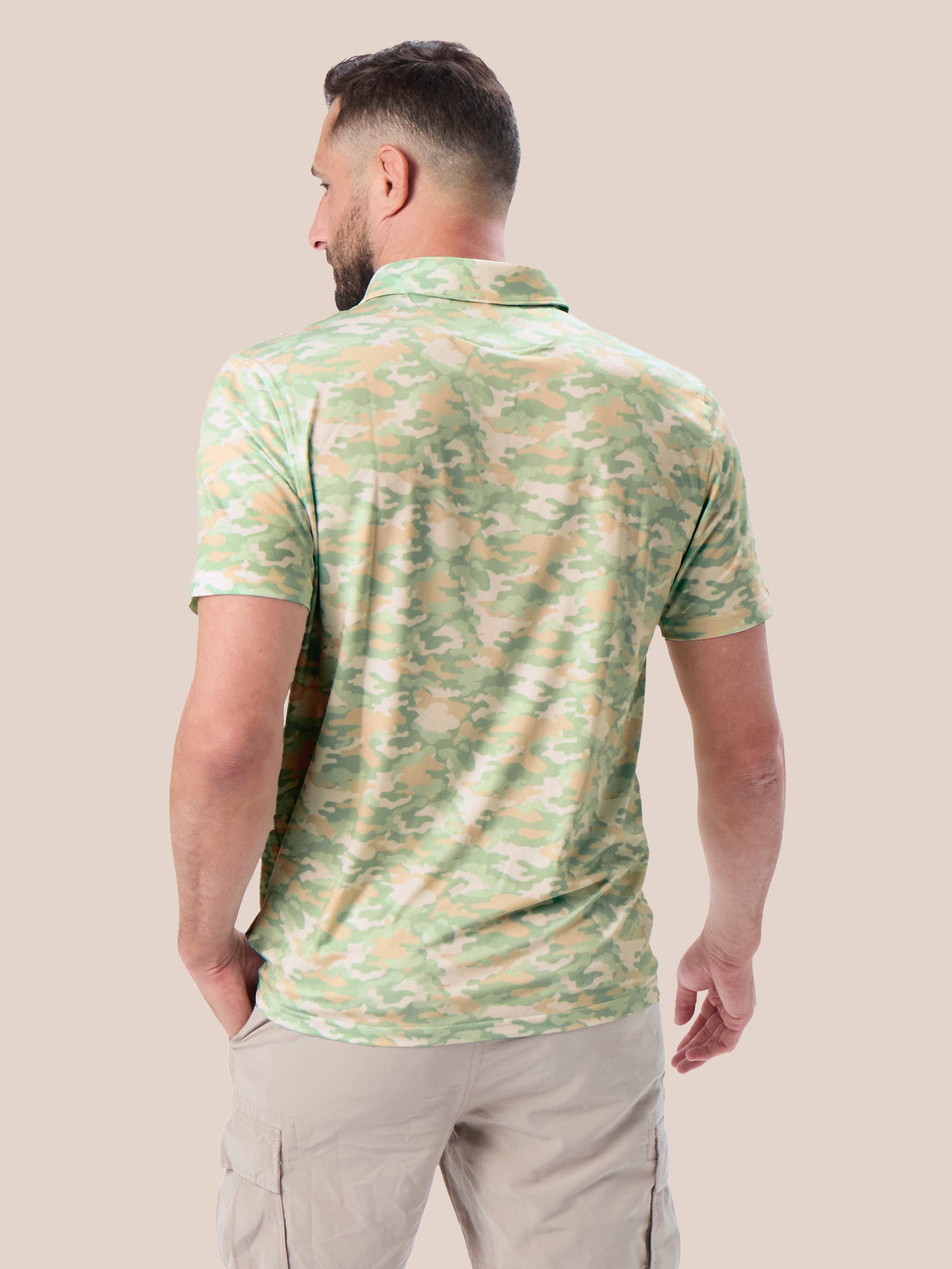 Men's Sage Trail Camo Knit Short Sleeve Performance Polo