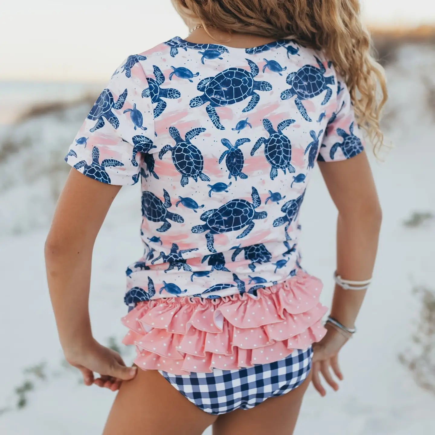 Oopsie Daisy - Navy & Pink Sea Turtle Swimsuit