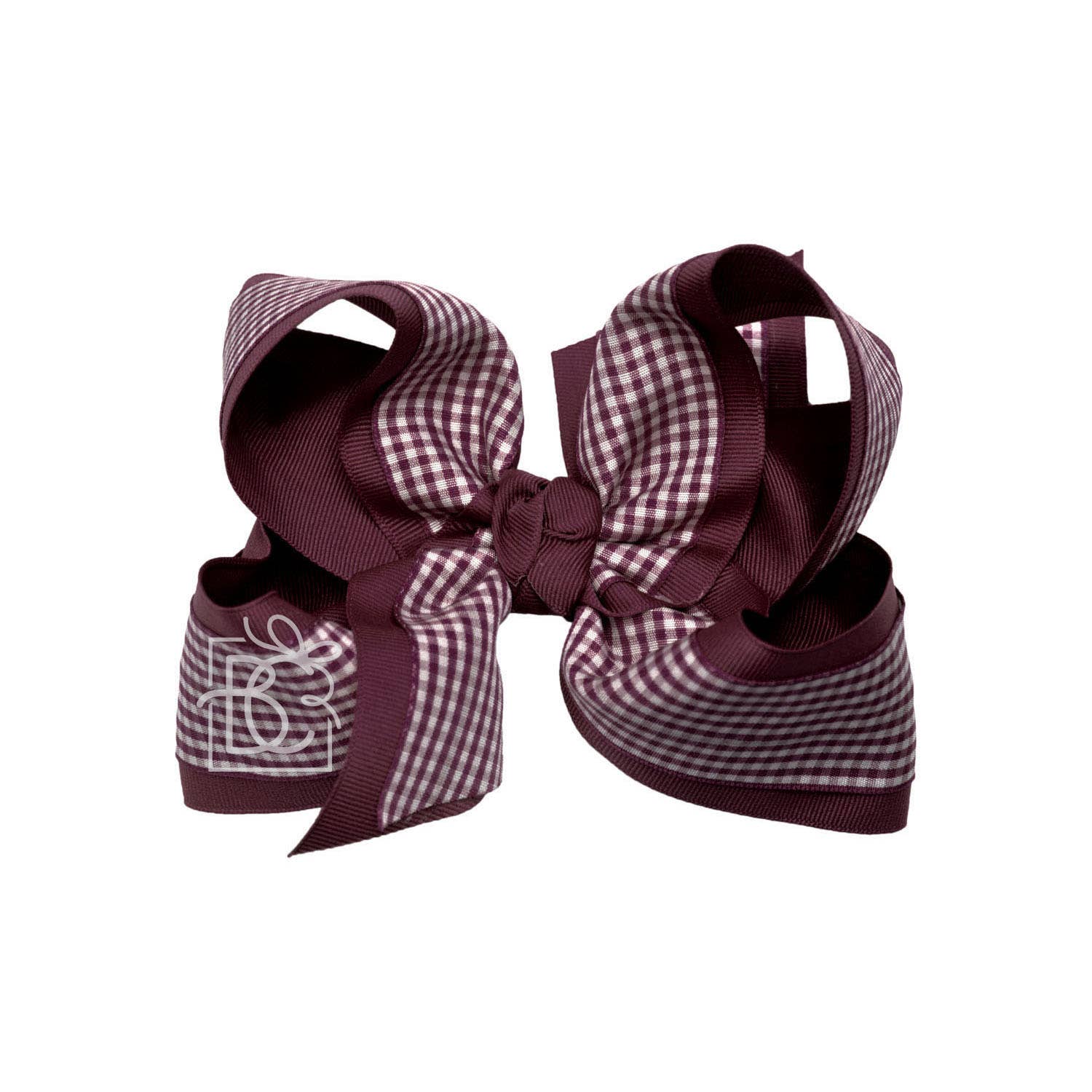 LAYERED GINGHAM/GROSGRAIN BOW ON CLIP