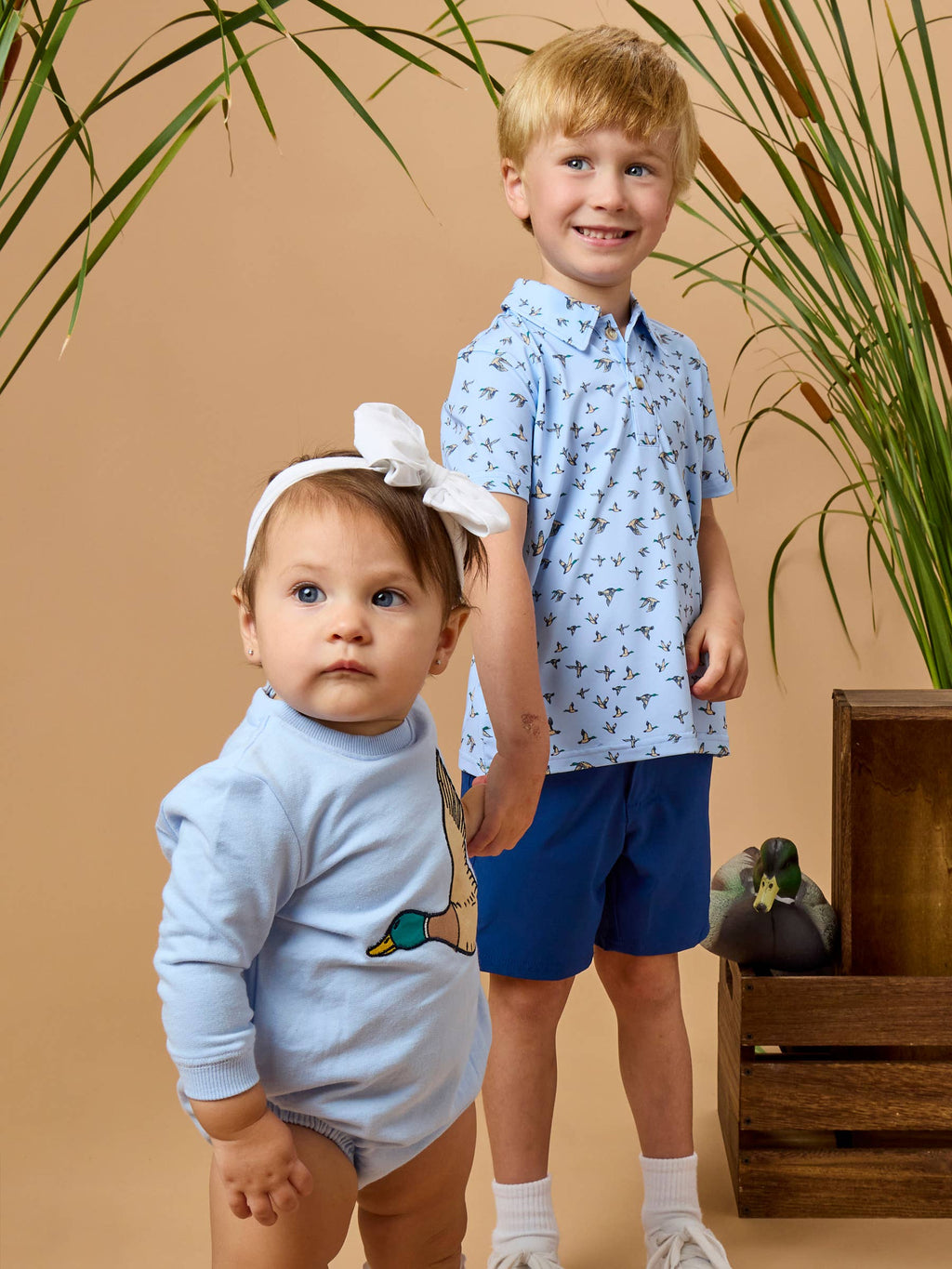 Boys Mallard Skies Knit Short Sleeve Performance Polo