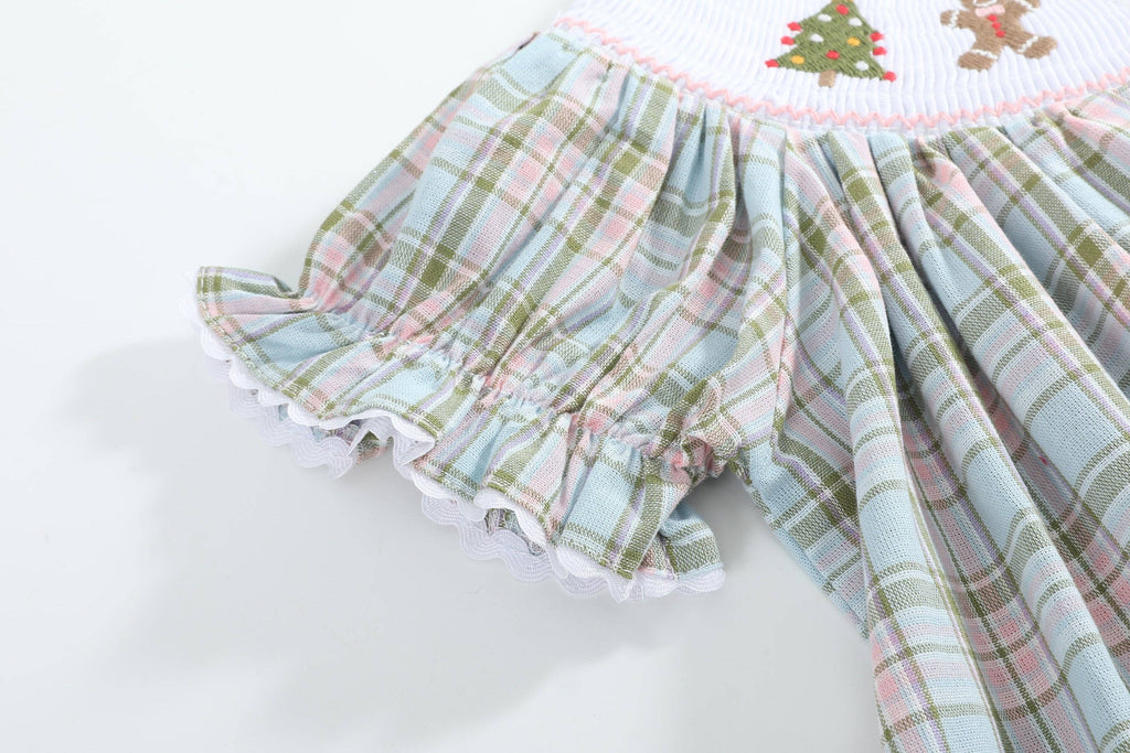 Pinkmas Plaid Christmas Smocked Bishop Dress