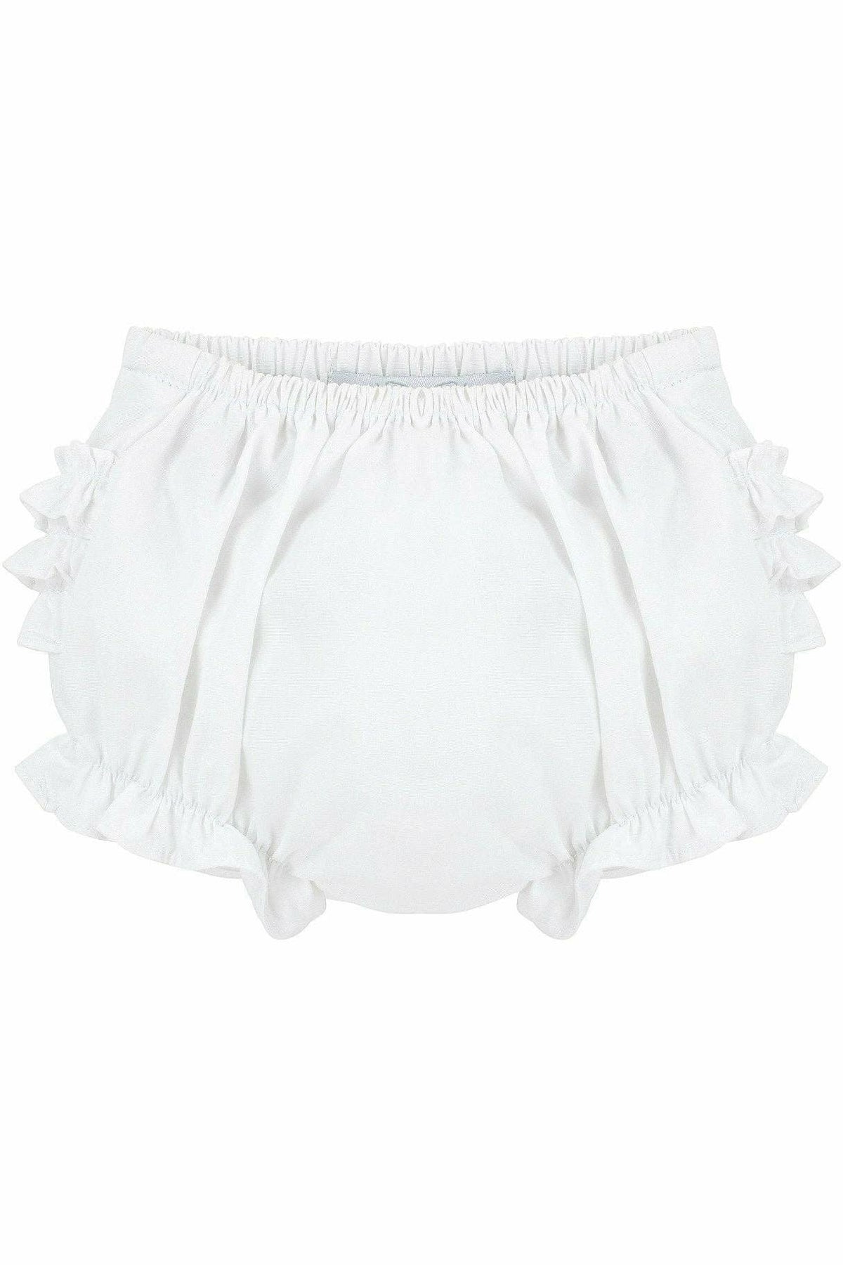 Baby Girls Ruffle Diaper Covers - White Bloomers