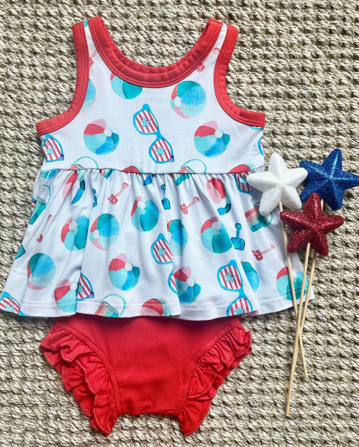 Sweet Bay Clothing - Patriotic Beach Toys Peplum Set