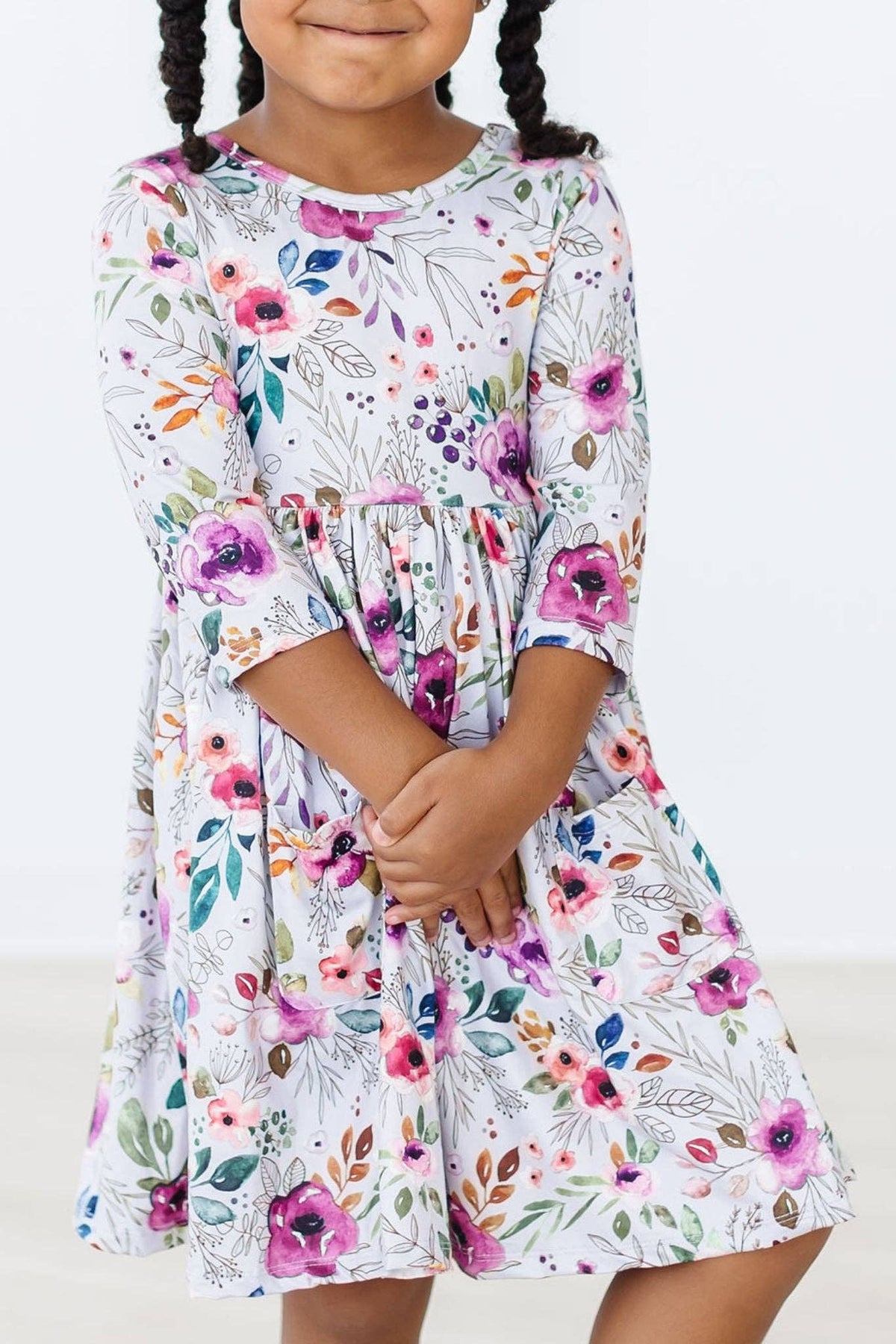 Mila & Rose - Midnight Rain 3/4 Sleeve Pocket Twirl Dress