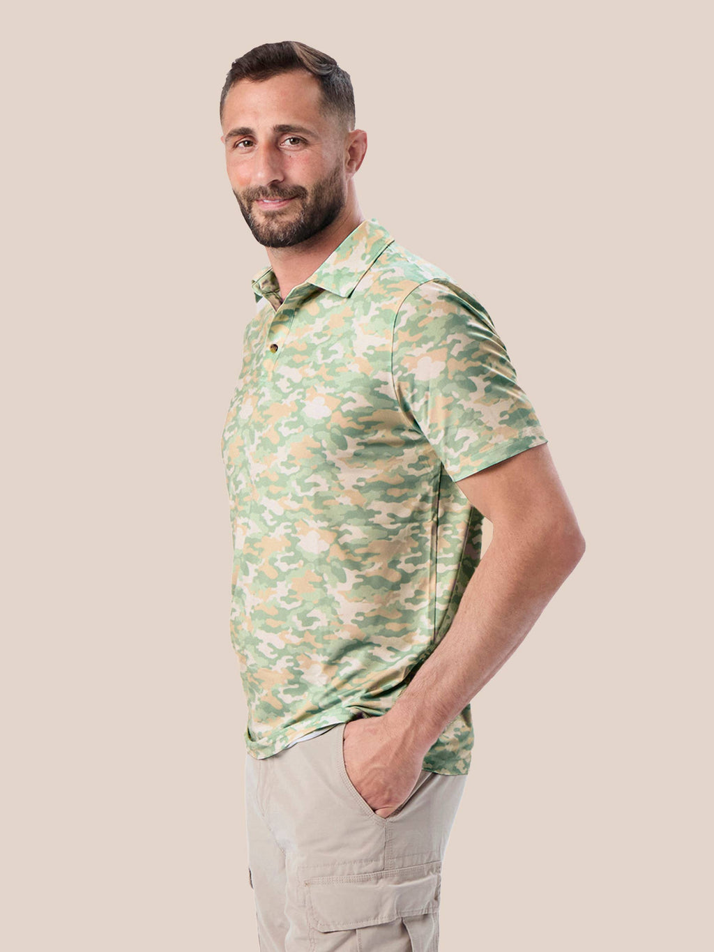 Men's Sage Trail Camo Knit Short Sleeve Performance Polo