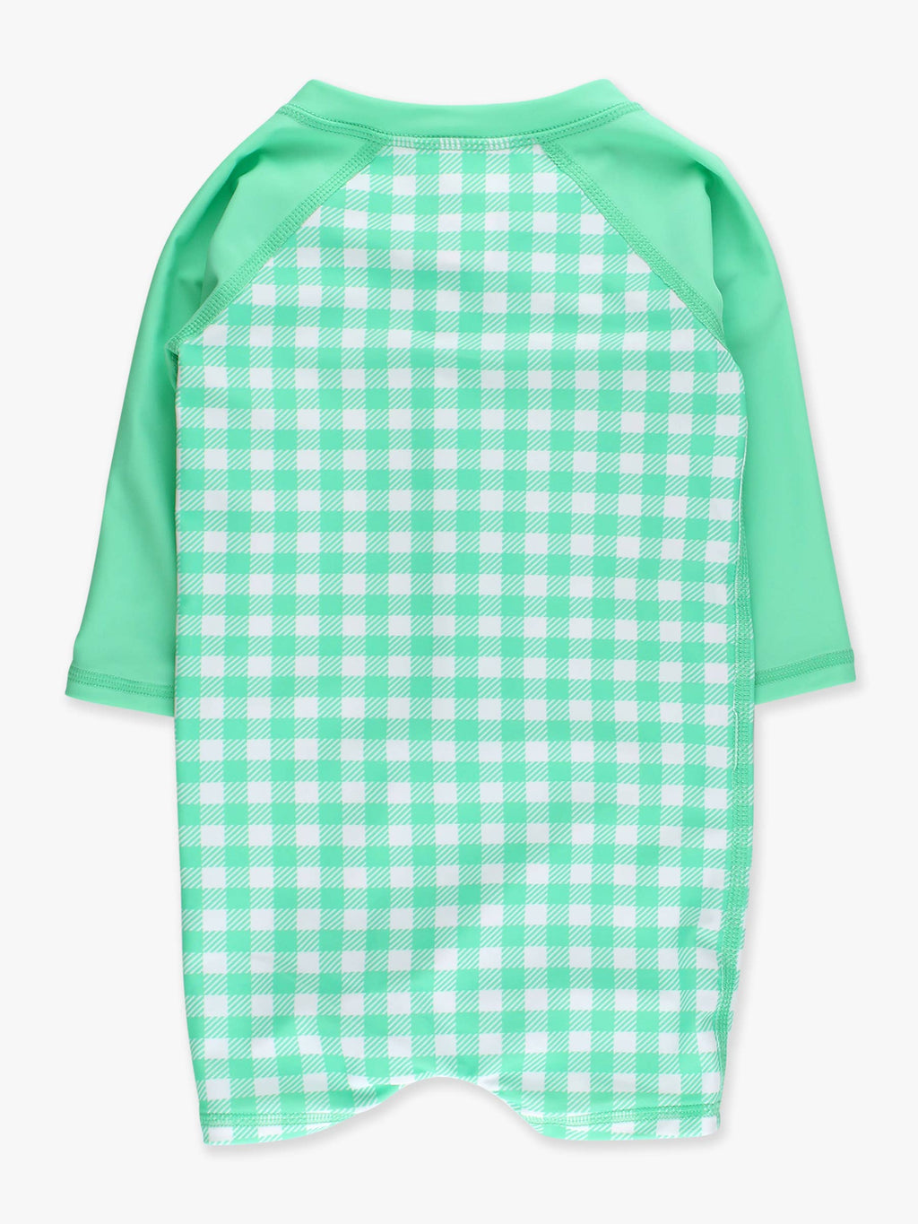 Baby Boys Spring Green Gingham Long Sleeve One Piece Rash Guard Swimsuit