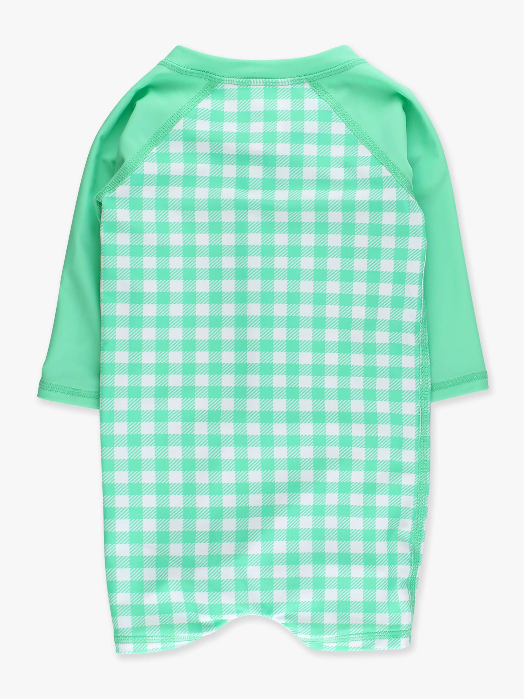 Baby Boys Spring Green Gingham Long Sleeve One Piece Rash Guard Swimsuit