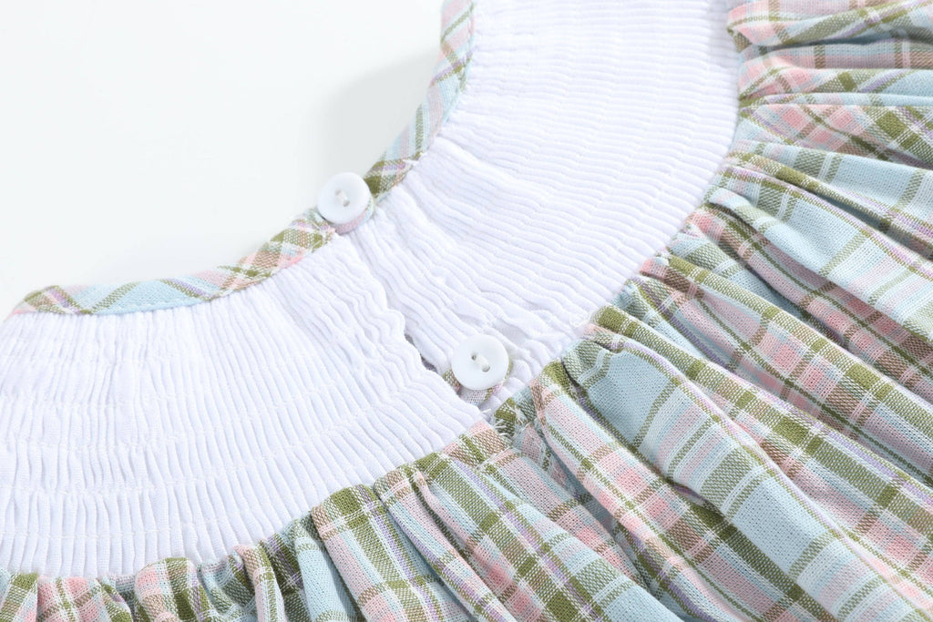 Pinkmas Plaid Christmas Smocked Bishop Dress