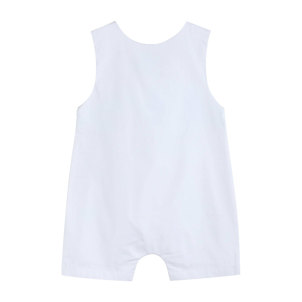 White and Blue Holy Crosses Smocked Overalls