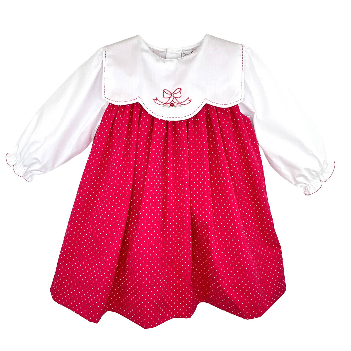 Embroidered Bow Jumper Dress & Shirt Set
